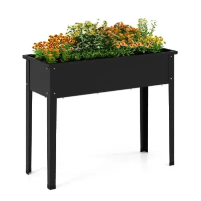 Kovový vyvýšený záhradný záhon do 50 kg 100 x 40 x 80 cm čierny