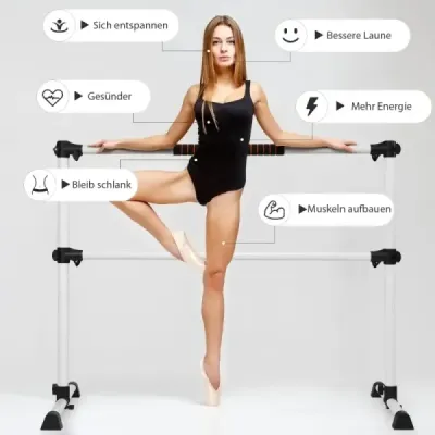 Baletná tyč Baletná/rozťahovacia tyč Výškovo nastaviteľná mobilná tyč 123 x 71 x 119 cm