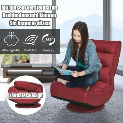 Stolička otočná o 360 stupňov Stolička s nastaviteľným operadlom 59 x 62 x 56 cm Červená