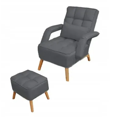 Veľmi pohodlné kreslo, nastaviteľné v 5 úrovniach, s opierkou na nohy.  S taburetom  Hĺbka: 52cm, šírka: 80cm, výška: 90cm  Čalú