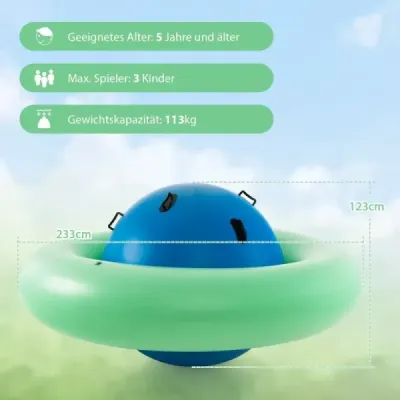 Nafukovacia kupolová hojdačka pre deti 223 cm veľká detská hojdačka na rolovanie zelená + modrá
