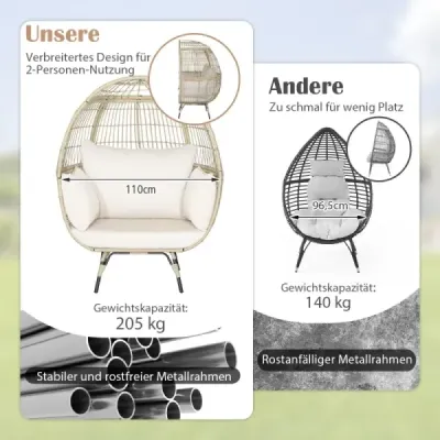 Prútené kreslo v tvare vajíčka Nadrozmerné interiérové a exteriérové kreslo