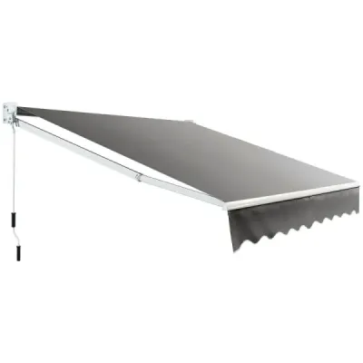 Slnečná ochranná výsuvná markíza Hliníková ochrana pred slnkom na terase 295 x 250 cm Sivá