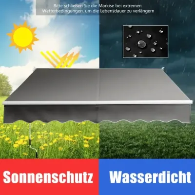 Slnečná ochranná výsuvná markíza Hliníková ochrana pred slnkom na terase 295 x 250 cm Sivá