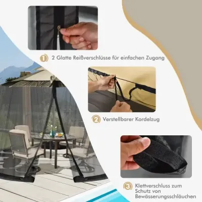 Moskytiéra s 2 dvierkami a dvojitým zipsom Parasol 12,5 x 2,3 m čierna
