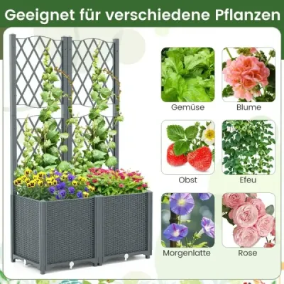 Kvetinový box s mriežkou Box na popínavé rastliny 80 x 40 x 140 cm Sivá