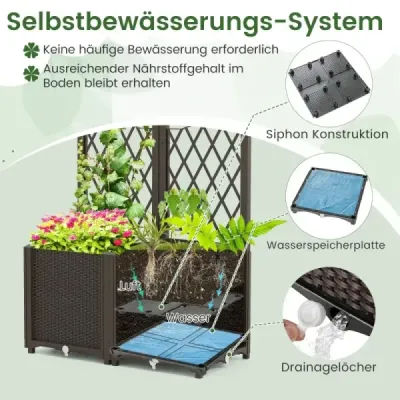 Kvetinový box s mriežkou Box na popínavé rastliny 80 x 40 x 140 cm Káva