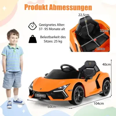 Elektrické autíčko pre deti Lamborghini Revuelto 12V elektrické detské autíčko s LED svetlometmi oranžové