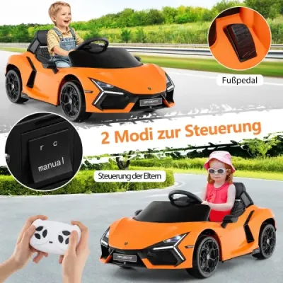 Elektrické autíčko pre deti Lamborghini Revuelto 12V elektrické detské autíčko s LED svetlometmi oranžové