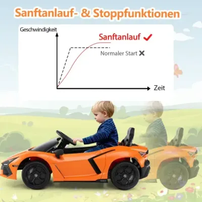 Elektrické autíčko pre deti Lamborghini Revuelto 12V elektrické detské autíčko s LED svetlometmi oranžové