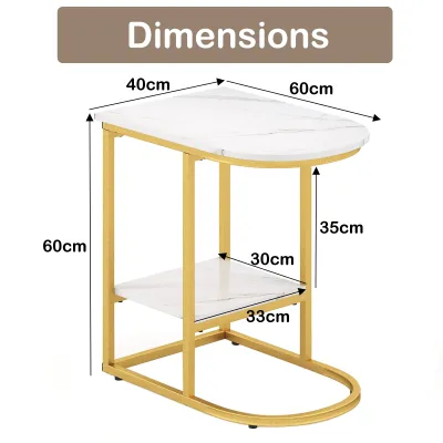 Príručný stolík s mramorovým vzhľadom Dvojposchodový rozkladací stolík s úložným priestorom Konferenčný stolík v tvare C
