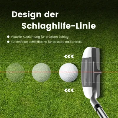 Golfová palica Chipper 89 cm s hlavou z nehrdzavejúcej ocele a protišmykovou rukoväťou pre pravákov Strieborná