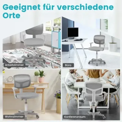 360° otočná detská stolička k písaciemu stolu 80-91,5 cm výškovo nastaviteľná mladá stolička sivá