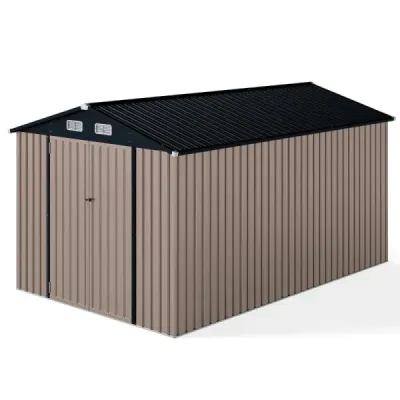 Kovová búda na náradie 350 x 223 x 197 cm búda na náradie so šikmou strechou uzamykateľné dvere a kľúče