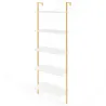 5-stupňový rebríkový regál s kovovým rámom a nastaviteľnými podložkami pod nohy Nástenný regál na knihy