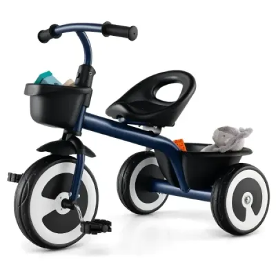 Balančný bicykel pre deti Balančné bicykle s nastaviteľným sedadlom a 2 košíkmi vpredu a vzadu Blue