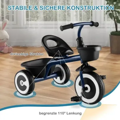 Balančný bicykel pre deti Balančné bicykle s nastaviteľným sedadlom a 2 košíkmi vpredu a vzadu Blue