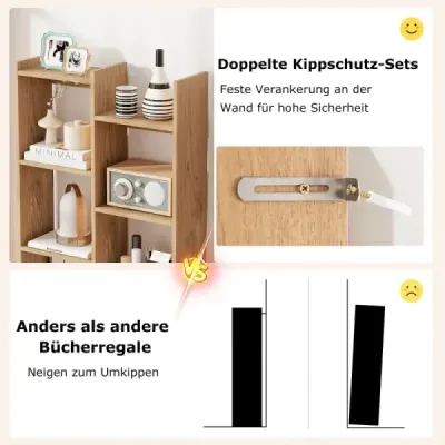 12-poschodová knižnica Stojan s bezpečnostnými zariadeniami proti prevráteniu Stojan v tvare stromu 65 x 20 x 162 cm Prírodný 12-poschodová knižnica Stojan s bezpečnostnými zariadeniami proti prevráteniu Stojan v tvare stromu 65 x 20 x 162 cm Prírodný