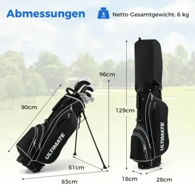 Kompletná sada golfových palíc pre mužov 9-dielna sada golfových palíc pre pravákov s krytom proti dažďu čierna
