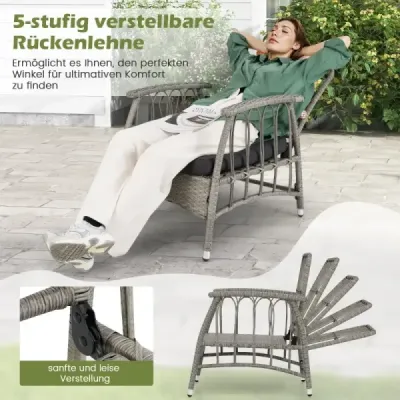 Záhradný nábytok set polyratanový balkónový nábytok s 5-stupňovým nastaviteľným operadlom ratanový terasový nábytok stôl