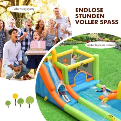 Skákací hrad s 680W dúchadlom Vodná šmýkačka Lezecká stena Basketbalový kôš Hra s krúžkom Vonkajší vodný park