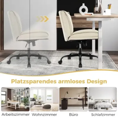 Stolička s krížovými nohami, kolieskami a širokým sedadlom Kancelárska stolička Kancelárska stolička Make-up stolička Béžová